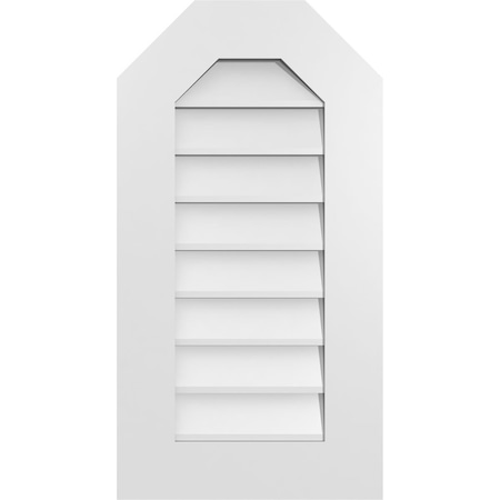 Ekena Millwork Octagonal Top Surface Mount PVC Gable Vent w/ 3-1/2"W x 1"P Standard Frame, 16"W x 30"H GVPOT16X3001SN